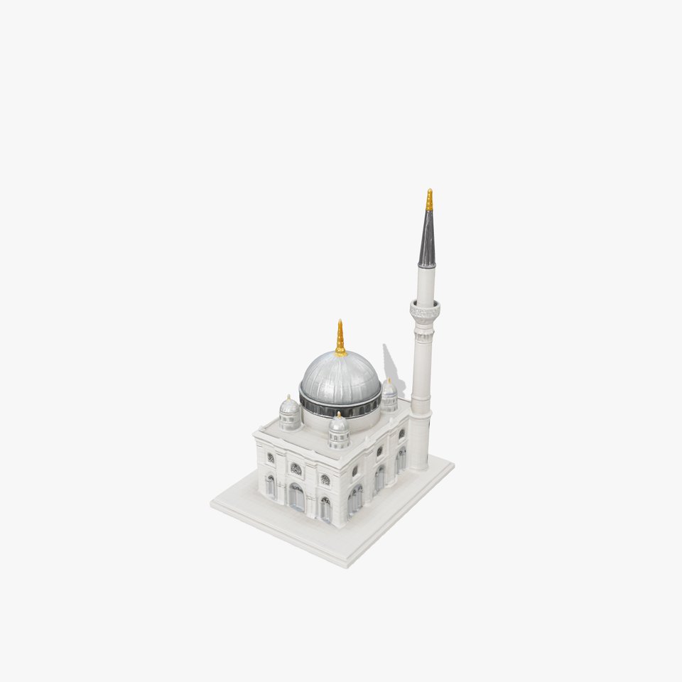 Majestic Mosque with Minaret and Dome Architecture model pack